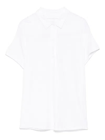 Majestic Filatures Short-sleeved White Shirt With Classic Collar In White