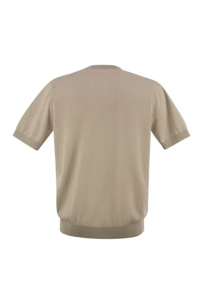 Peserico T-shirt In Pure Cotton Yarn In Beige