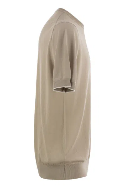 Peserico T-shirt In Pure Cotton Yarn In Beige
