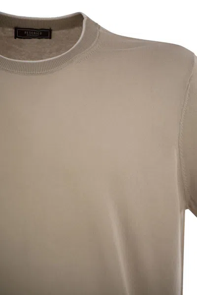 Peserico T-shirt In Pure Cotton Yarn In Beige