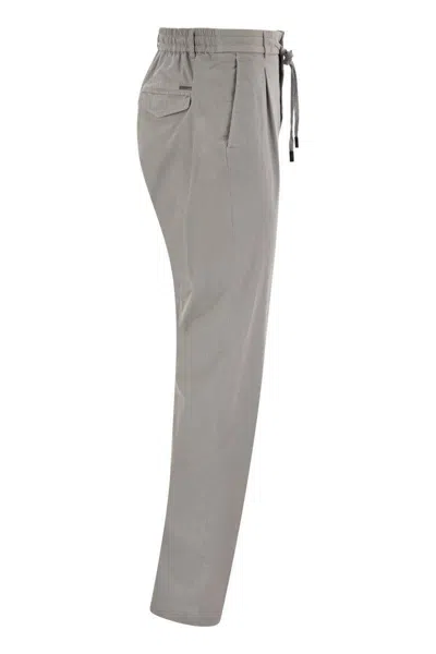 Peserico Stretch Cotton Gabardine Jogger In Grey