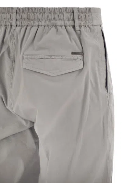 Peserico Stretch Cotton Gabardine Jogger In Grey