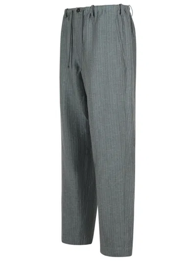 Dries Van Noten Penny Grey Linen Blend Trousers In Gray