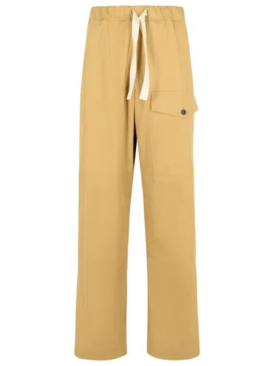 Dries Van Noten Cotton Trousers With Elastic Waistband And Pockets In Beige