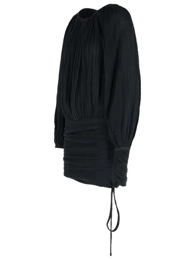 Isabel Marant Dress Drawstring Trimmed Sleeves Pleats In Black