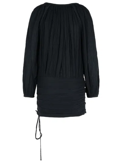 Isabel Marant Dress Drawstring Trimmed Sleeves Pleats In Black