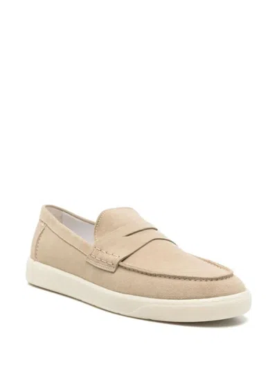 Hogan Suede Loafers Rubber Sole In Beige