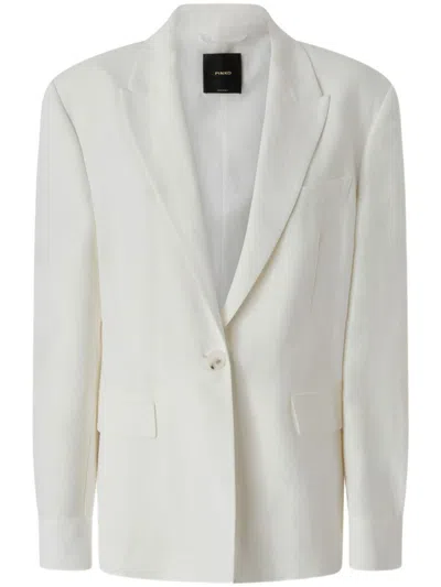 Pinko Tailored White Blazer With Adjustable Strap Detail In White