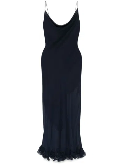 Shop Rotate Birger Christensen Blue Long Dress With Ruches