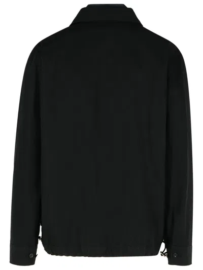 Sacai Buttoned Collar Cotton Jacket With Elasticized Hem In Black