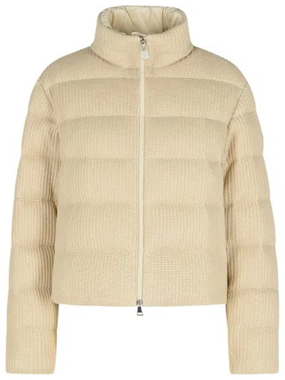 Moncler 'thoiry' Beige Cotton Down Jacket In Beige