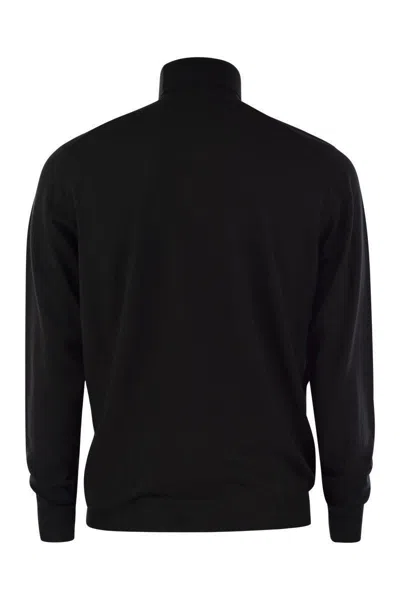 Fedeli Turtleneck Sweater In Virgin Wool In Black