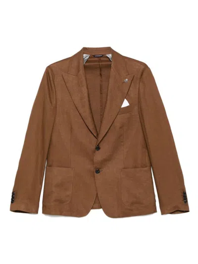 DANIELE ALESSANDRINI DANIELE ALESSANDRINI ELEGANT RUST-COLORED BLAZER 