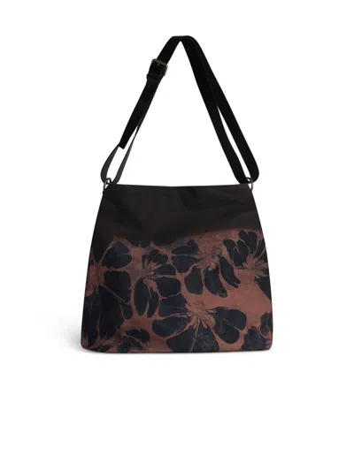 Dries Van Noten Mens Rust Floral-print Cotton Shoulder Bag In Pink