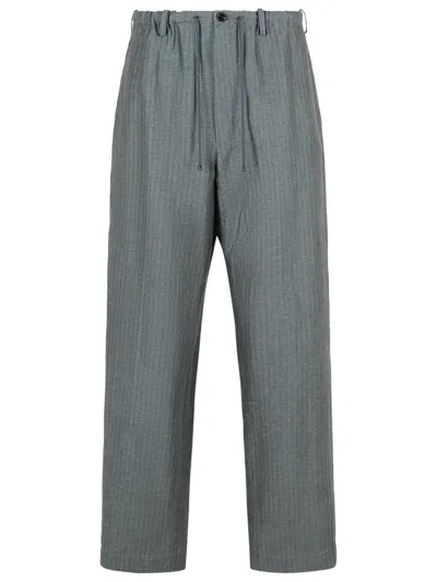 Dries Van Noten Penny Grey Linen Blend Trousers In Gray