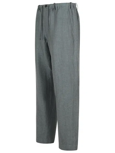 Dries Van Noten Penny Grey Linen Blend Trousers In Gray