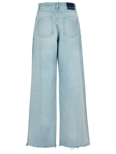 Golden Goose Wide Leg Boyfriend Jeans With Distressed Details In Blue