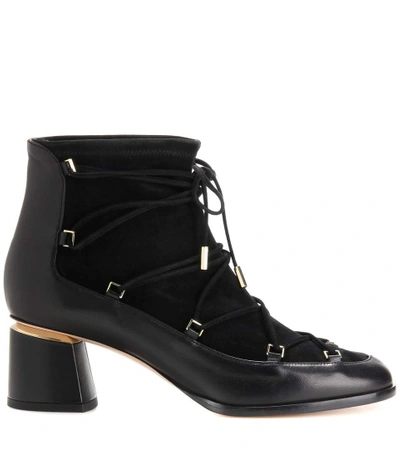 Shop Nicholas Kirkwood Outliner Suede And Leather Ankle Boots In Llack