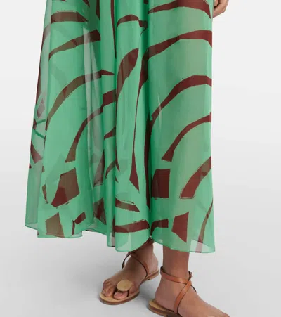 Johanna Ortiz Tactile Winds Maxi Dress Swim Palm Stripes Burgundy Mint In Green