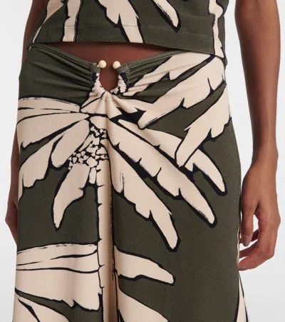 Johanna Ortiz Printed Gathered Terry Maxi Skirt In Green