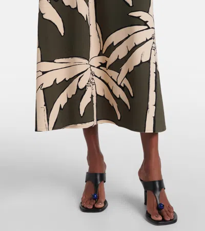 Johanna Ortiz Printed Gathered Terry Maxi Skirt In Green
