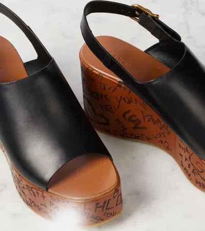 Chloé Maxime Leather Slingback Platform Sandals In Black