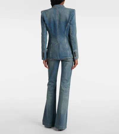Alexander Mcqueen Single-breasted Denim Blazer In Blue