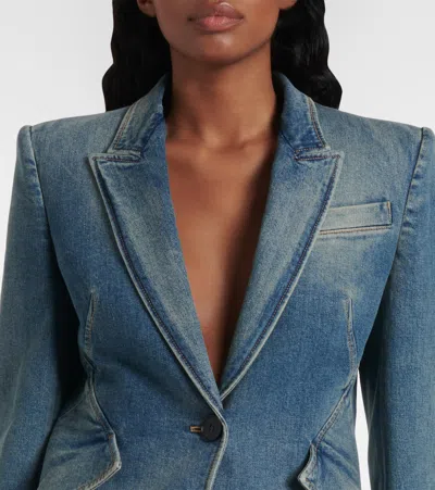 Alexander Mcqueen Single-breasted Denim Blazer In Blue