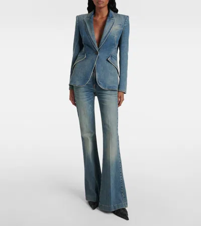 Alexander Mcqueen Single-breasted Denim Blazer In Blue