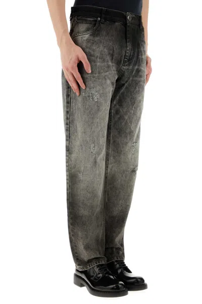 Balmain Regular Fit Washed Denim Jeans In Grey