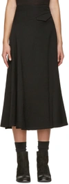 Y'S Black O-Oblique Asymmetric Skirt