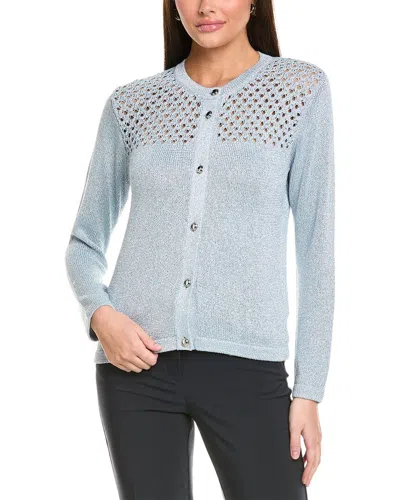 St John St. John Sparkle Crochet Cardigan In Blue