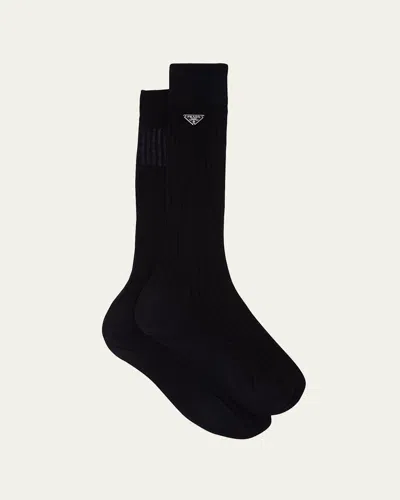 Prada Superfine Ribbed Socks In F0a48 Nudo