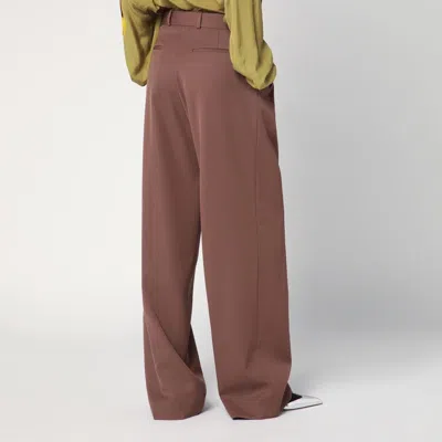 Dries Van Noten Belted Wool Gabardine Wide-leg Pants In Brown
