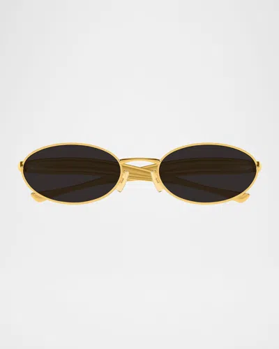 Bottega Veneta Bv1386s Sardine Linea Signature Icons 001 Gold Grey Sunglasses In Gold