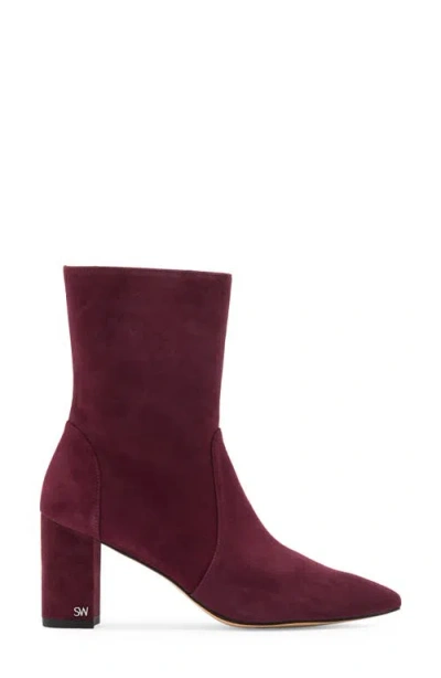 Stuart Weitzman Renegade Block Heel Bootie In Cabernet