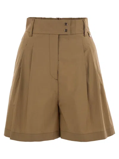 Herno Stretch Cotton Bermuda Shorts In Brown
