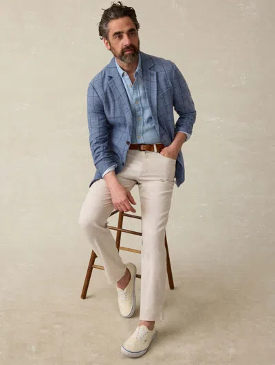 Faherty Movement Linen-blend Blazer In Storm Cape Windowpane