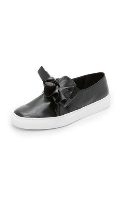 Shop Cedric Charlier Faux Leather Sneakers In Black