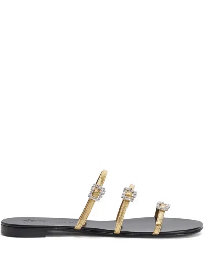 Giuseppe Zanotti Roll Leather Sandal In Gold