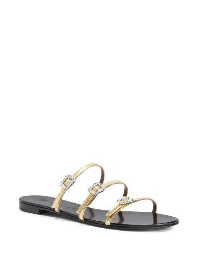 Giuseppe Zanotti Roll Leather Sandal In Gold