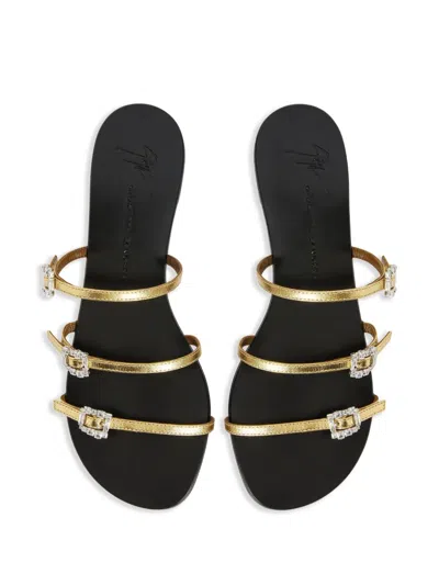 Giuseppe Zanotti Roll Leather Sandal In Gold