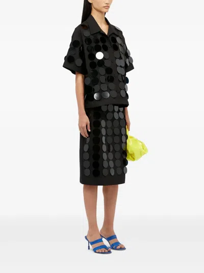 Msgm Sequin-embellished Midi Skirt In Black