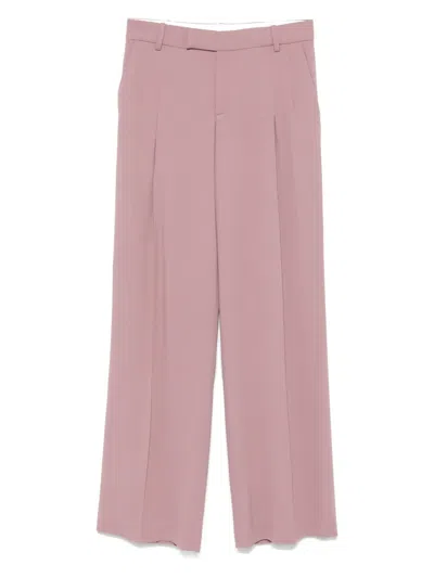 Federica Tosi Wide Leg Pleated Trousers With Belt Loops In Pink