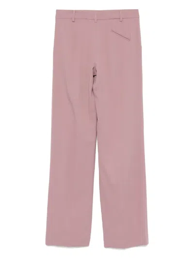 Federica Tosi Wide Leg Pleated Trousers With Belt Loops In Pink