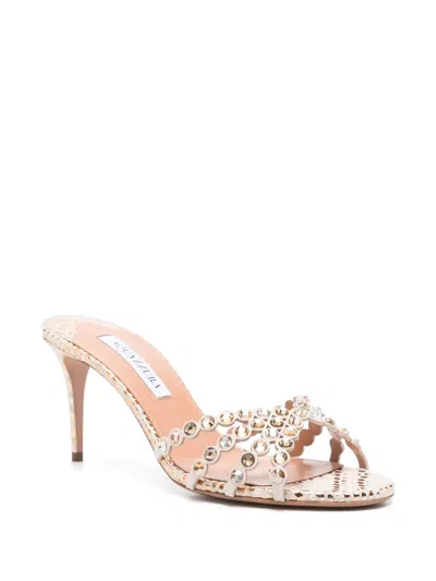 Aquazzura Tequila Studded Open Toe Mules In Gold