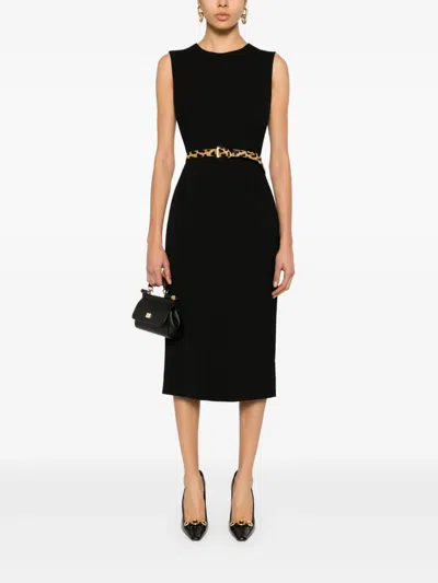Dolce & Gabbana Leopard-print Lining Sleeveless Mini Dress In Black