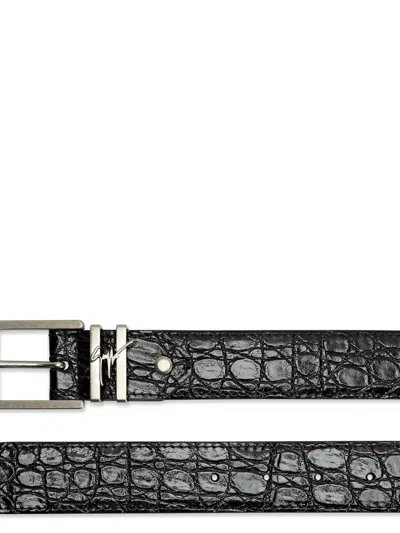 Giuseppe Zanotti Teodore Crocodile-embossed Belt In Blue