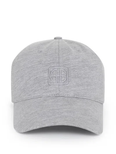 Anine Bing Jeremy Baseball Cap Framed Monogram In Heather Grey In Grey