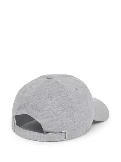 Anine Bing Jeremy Baseball Cap Framed Monogram In Heather Grey In Grey
